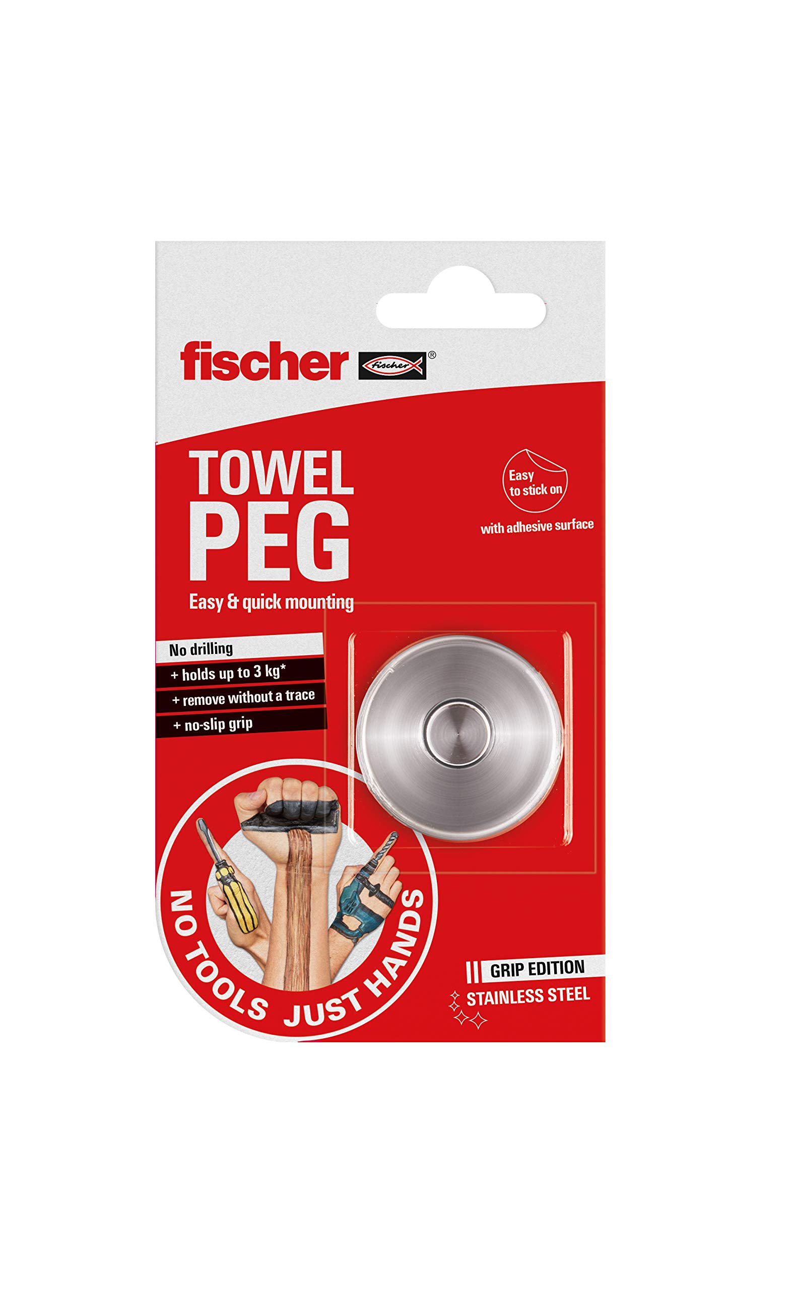 fischer No Tools Just Hands - Towel Peg - 3kg, 551928