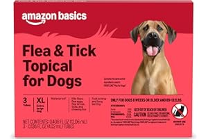 Amazon Basics Flea and Tick Topical Treatment for X-Large Dogs (89-132 Pounds), 3 Count, Packaging May Vary