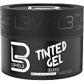 L3 Level 3 Black Tinted Hair Gel, Strong Hold, Temporary Color, 8.45 oz | Temporary color for gray coverage, strong hold with volume and texture, flake-free finish, adds shine and definition
