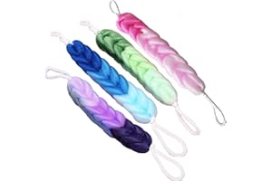 AARainbow 4 Packs Long Stretch Back Sponge with Rope Handles Back Scrubber Body Sponges for Bathing, Bath Shower Mesh Sponge Body Deep Cleaning for Men & Women (H-Gradient Color)