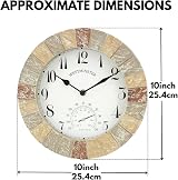 HomeZone 10" Garden Clock & Thermometer - Weather Resistant Quartz view 3