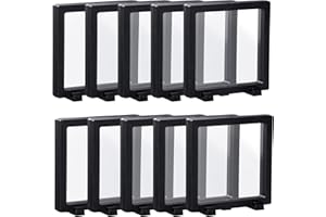 Uceoo Black 3D Floating Frame, 10 Pack 4.3×4.3×0.8”/110X110X20m Challenge Coin Holder Coin Floating Display with Base for Coin Medallions Specimen Jewelry