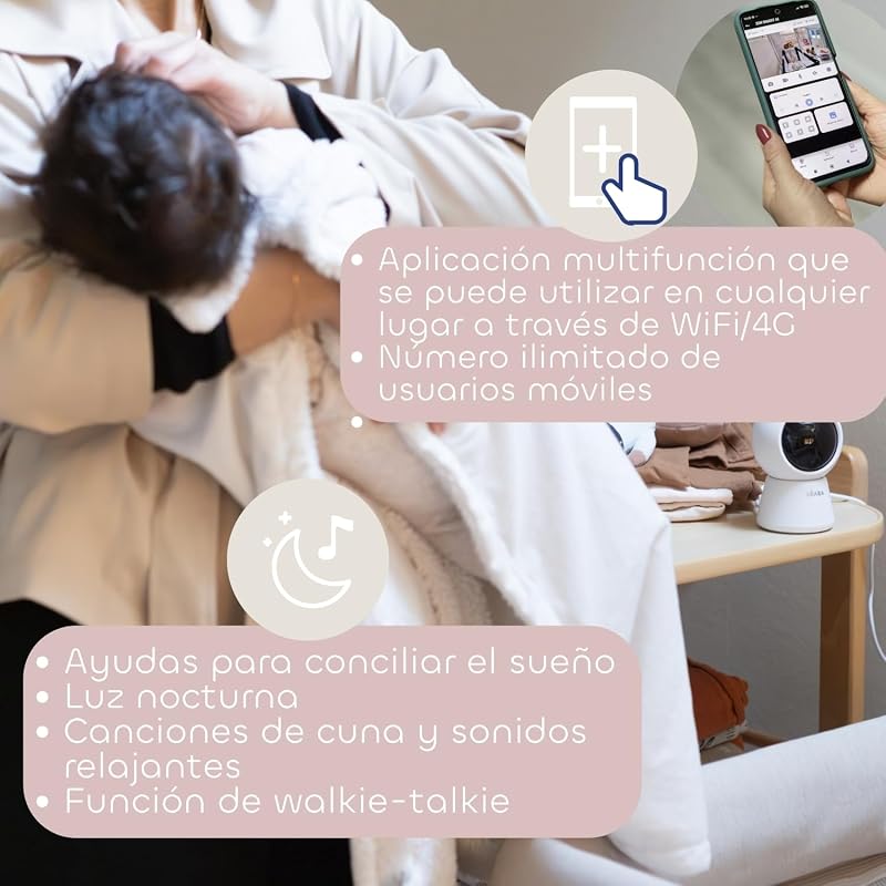 Zen Smart AI – Cámara Adicional Para Vigilabebés Con Video 360° Full QHD 4MP, Inteligencia Artificial, Detección De Giro, Visión Nocturna, App Móvil, Walkie Talkie, VOX, Luz Nocturna