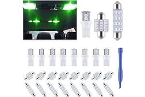 iFunyLED 24 Pieces Dome Light LED Car Interior Bulb Kit Set 194 T10 DE3175 578 31mm 42mm Bulbs Interior Replacement Lights for Car Map License Plate Door Side Marker Cornering Trunk Light - Green