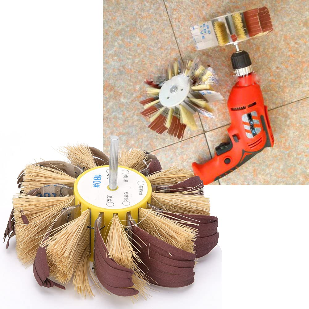Garosa Brush Disc Abrasive Brush Polishing Grinding Wheel Electric Drill Brush for Burr Rust Removal(180#)