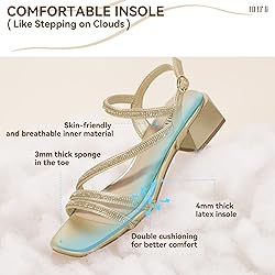 IDIFU Gold Heels Rhinestone Strappy Heels for Women
