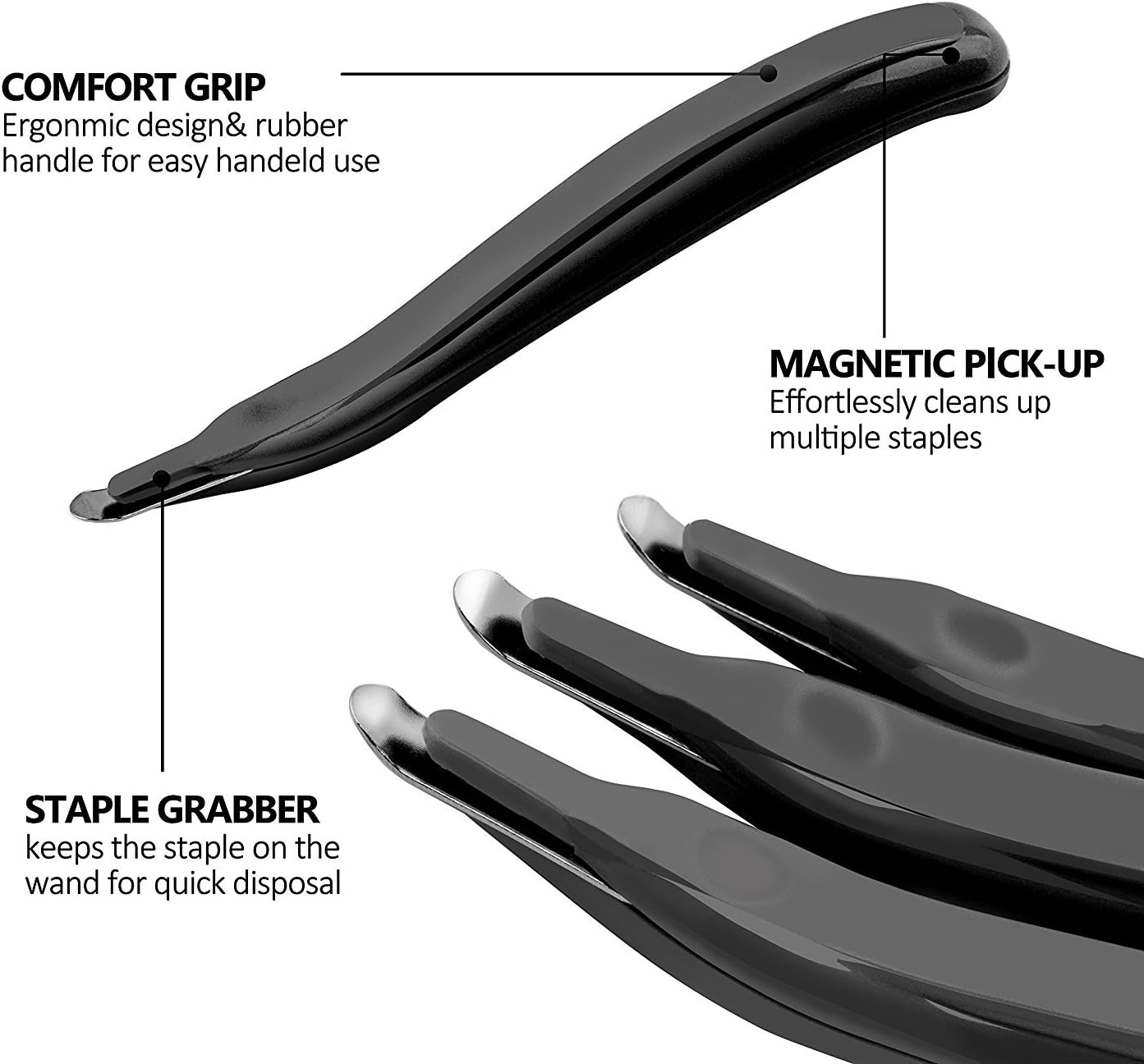 Ktrio Staple Remover Professional Magnetic Easy Staple Removers Stapler Remover Staple Remover Tool Staple Puller Remover Staple Pullers for Office, School and Home 3PCS Black : Office Products