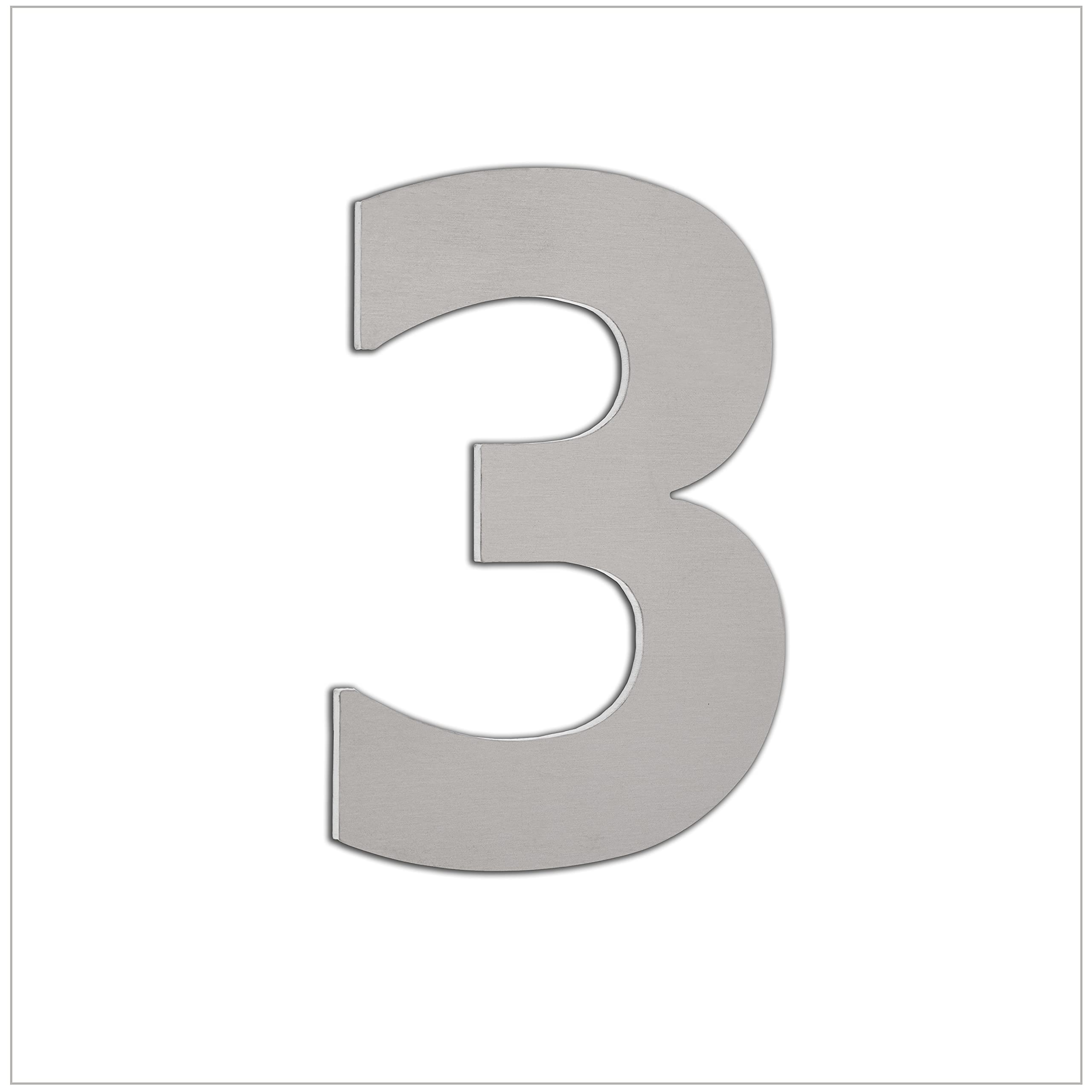 EVI Herrajes | House Number | 8cm Adhesive Stainless Steel Door Numbers | Waterproof | "3" Digit