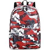 Lmwzh Backpack For Boys Girls Elementary Waterproof teen School Bags Kids Bookbag Lightweight Camo Red