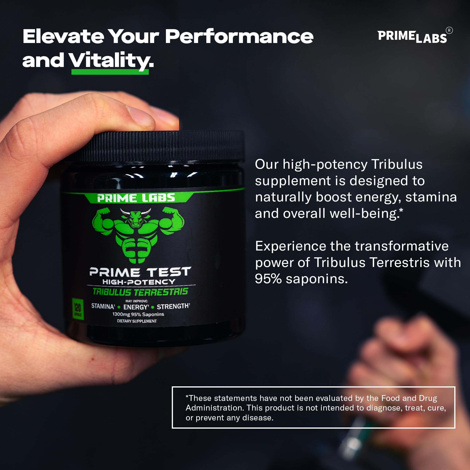 Prime Labs Prime Test Testosterone Booster (60 ct) + Tribulus Terrestris (120 ct)
