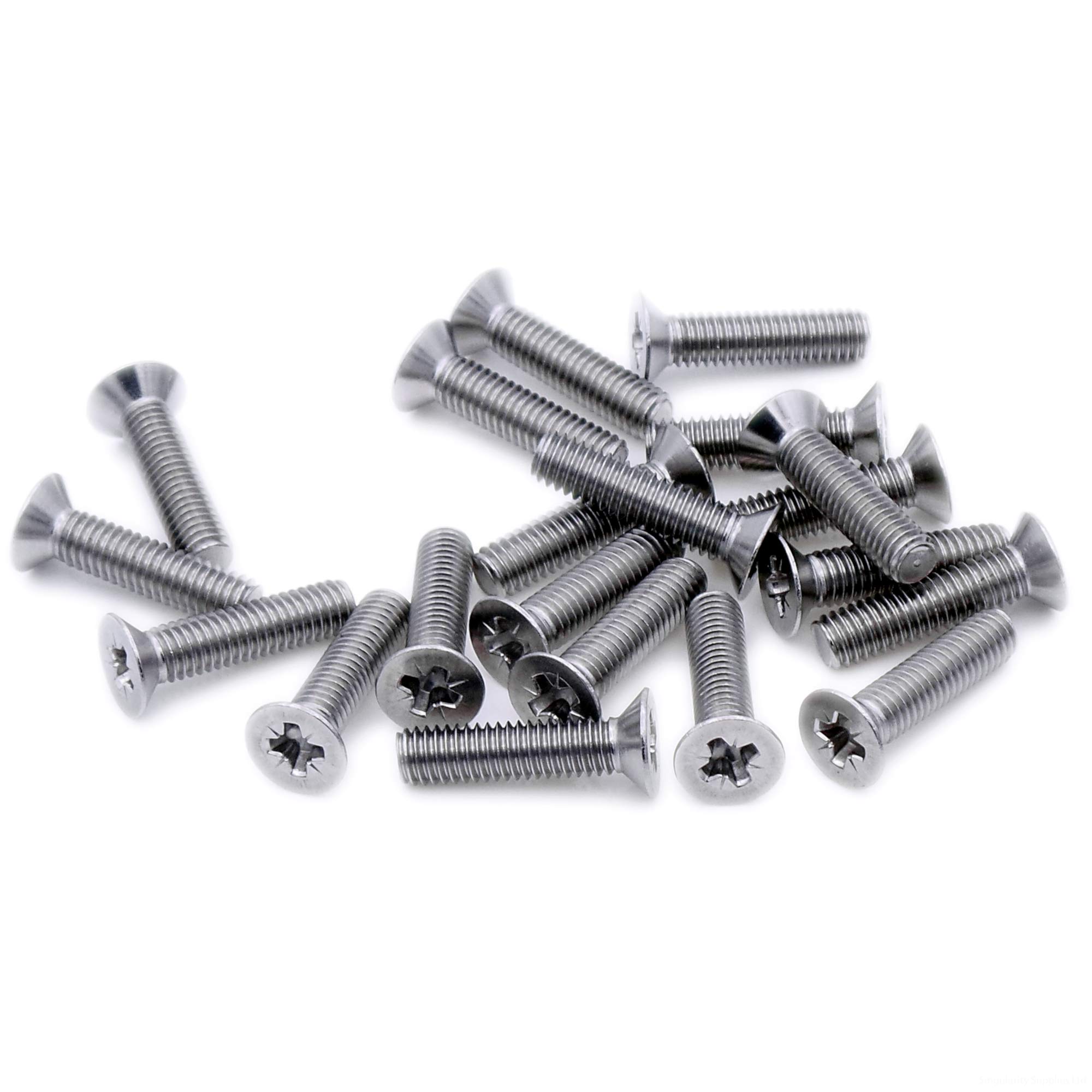 M5 (5mm x 20mm) Pozi Countersunk Machine Screw (Bolt) - Stainless Steel (A2) (Pack of 20)