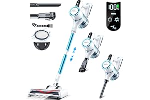 QikCln Cordless Vacuum Cleaner, 20 Kpa Powerful Vacuum Cleaners for Home with LED Display, Large Brush Headlight, 8 in 1 Versatile Stick Vacuum for Carpet and Hard Floor Pet Hair - Green