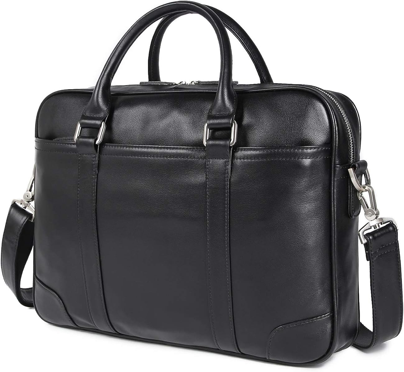 Texbo Men's Solid Large Full Grain Cowhide Leather Vintage 15.6"&17.3" Laptop Briefcase for Business Travel
