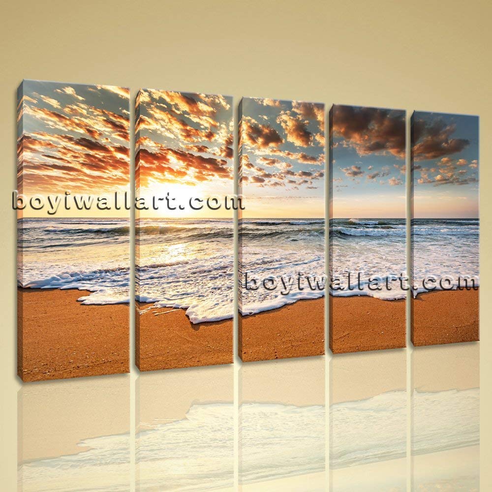 Large Canvas Print Seascape Sunset Ocean Beach Wall Art