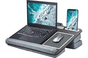 F FREEQUEEN LOVE LIFE Laptop Lap Desk, Computer Lap Desks with Cushion Fits up to 17 inch Laptop, Designed Adjustable Triple Lap Pad, Storage Function & Wrist Rest, Home Office Lap Table for Adult Teen Student