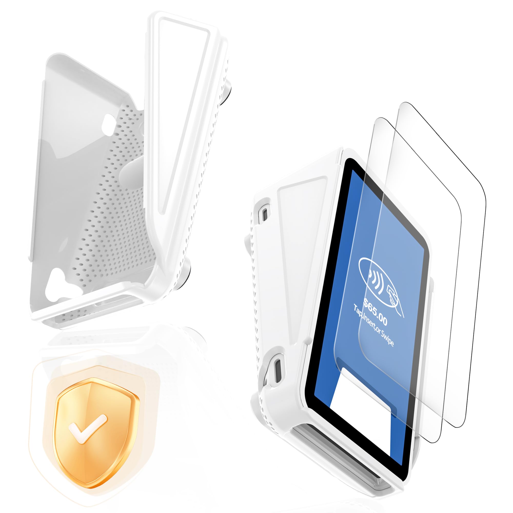 Photo 1 of 2PC Square Terminal Screen Protector and Protective Case?Model:Square Terminal?,Tempered Glass [Scratch-Resistant] [Touch Sensitive] [Easy Install] 9H Hardness Screen Protector for Square Terminal