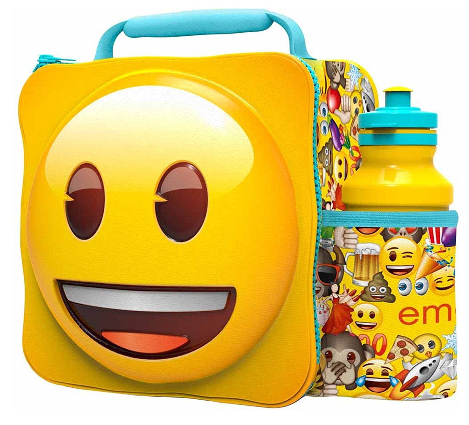 3D Lunch Bags with Sports Bottle Set (Emoji)