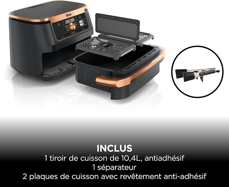 Foodi FlexDrawer Air Fryer 2 Compartiments, 10,4L, Noir/Cuivre