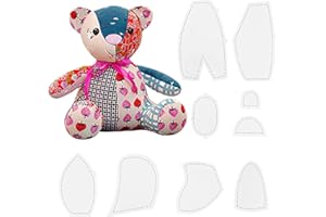 ZXVSKR 10 PCS Memory Bear Template Ruler Set, Memory Bear Sewing Patterns Template with Instructions, Acrylic Quilting Cutting Template Ruler Sewing Patterns for Beginners (10 in)