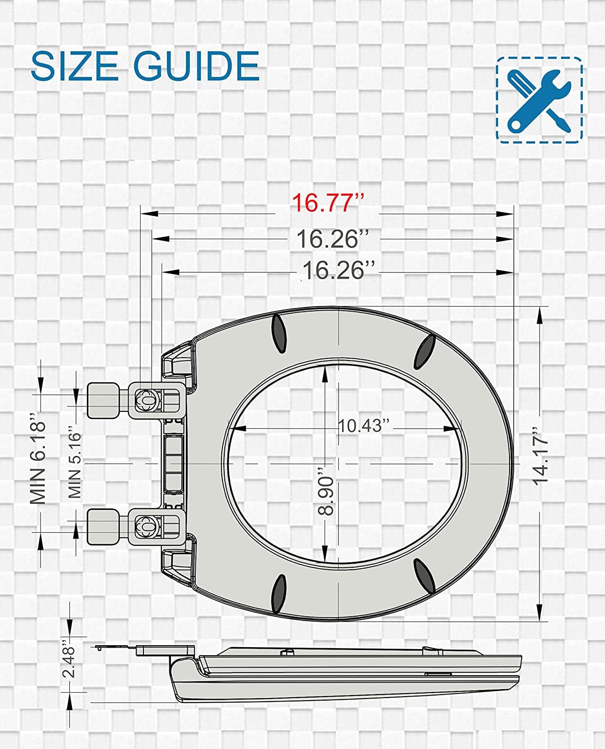 Round Toilet Seat with Slow Close Standard Toilet Seat,Quiet Toilet Cover Seat Toilet Lid Durable Refused to Loosen Easy to Install & Clean,White