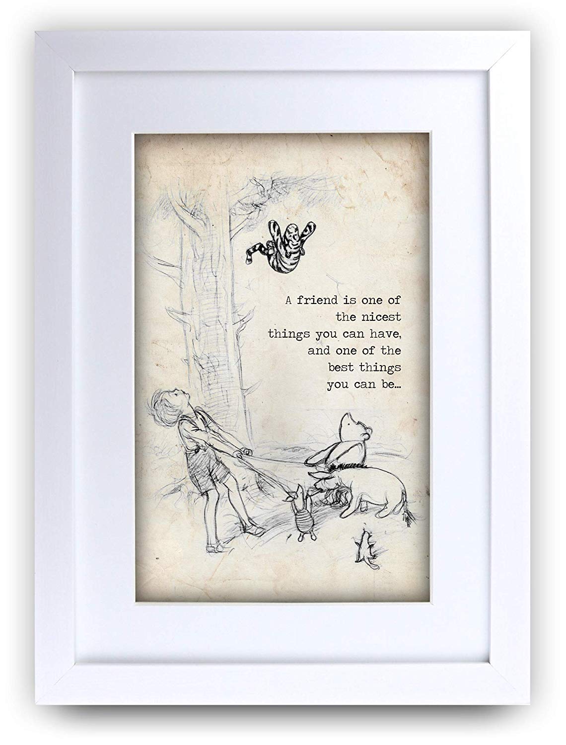 HWC Trading FR Winnie the Pooh Nicest Best Friend A4 Framed Printed Quote Nursery Print Baby Shower Room Gifts New Born Bedroom Gift Print Photo Picture Frame Display