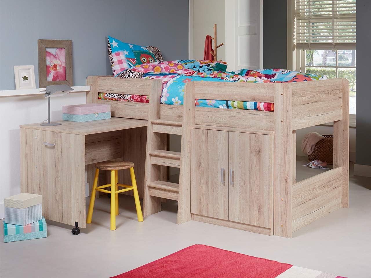childrens bunk bed with desk