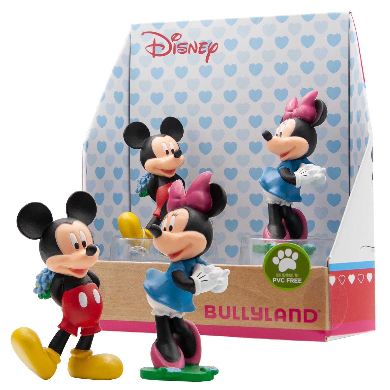 Bullyland 15077 Walt Disney Mickey Valentine Mickey and Minnie Toy Figure Set, Lovingly Hand-Painted Figures, PVC-Free, Great Gift for Boys and Girls for Imaginative Play