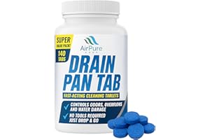 AIR PURE SHOP Air Pure Drain Pan Tabs - 140 Flow Treatment Tablets for HVAC & AC Condensate Pan Treatment | Prevents Overflow, Cleans Drain Lines, & Eliminates Odors