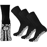 Brooklyn Socks Non-Skid Cotton Diabetic Neuropathy Crew Socks, Non-Binding Traction Control Multipack