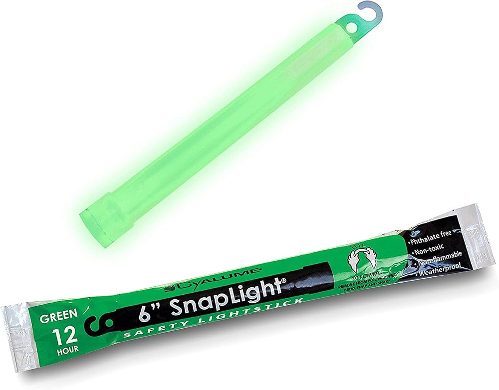 Cyalume Military Grade Glow Sticks Green 6" SnapLight 12 Hour Emergency Chem