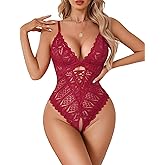 Avidlove Women One Piece Lingerie Sexy Lace Bodysuit Deep V Teddy Criss Cross Sexy Sleepwear