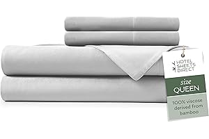 Hotel Sheets Direct 100% Viscose Derived from Bamboo Sheets Queen - Cooling Luxury Bed Sheets w Deep Pocket - Silky Soft - Grey