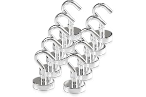 Magnetic Hooks 40lbs/18kg (Pack of 10 Silver) - Heavy Duty Neodymium Hooks for Outdoor & Backyard Use - Strong Rare Earth Mag