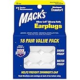 Mack's Pillow Soft Silicone Earplugs, 18 Pair - The Original Moldable Silicone Putty Ear Plugs for Sleeping, Snoring, Swimmin