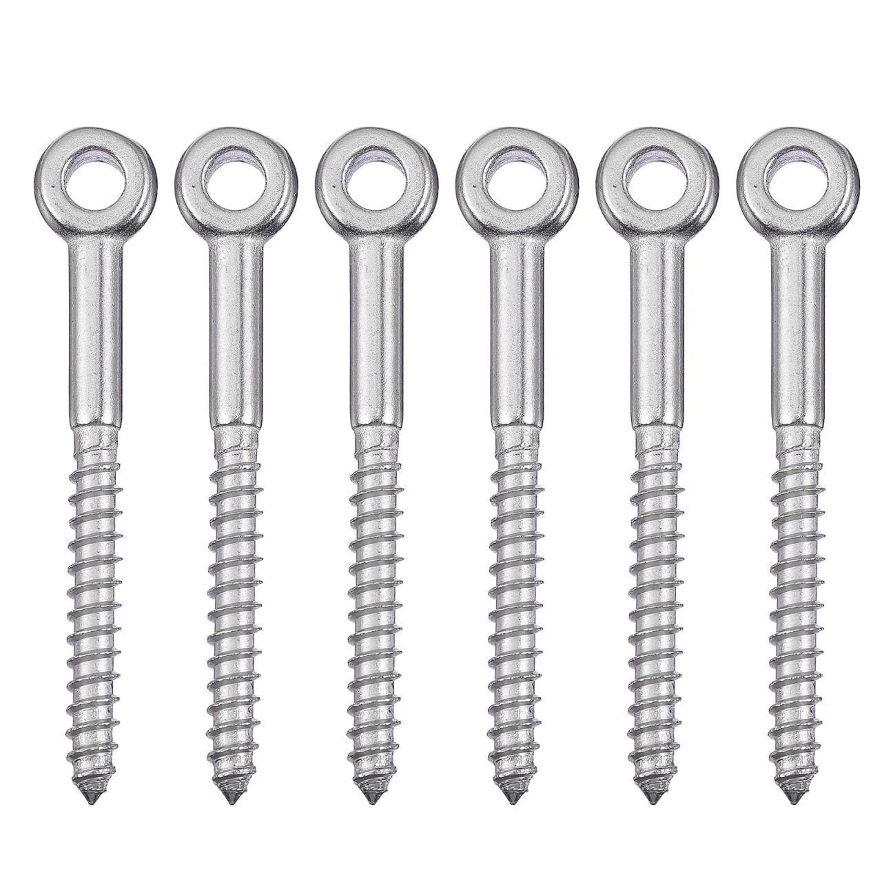 TEHAUX 6Pcs Heavy Duty Stainless Steel Screws for Hanging Self-Tapping Thread Eye Hooks Ideal for Home Use Christmas Lights Pictures Arts and Chains