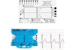PLLCJB ECG 7 Step Ruler, ECG/EKG Interpretation Ruler Card Plastic Measuring Calipers Transparent Portable ECG Reference Assessment Tool