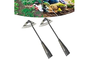 BUERKEO 2Pcs Garden Hoe Tools, All-Steel Hardened Hollow Hoe, Garden Weed Puller, Sharp Garden Weeding Tools, Hand Hoe Gardening Edger Weeder Tool for Patio Weeding,Soil Loosening,Farm Planting (Long Handle)