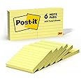 Post-it Notes, 3 in x 3 in, 6 Lined Sticky Notes Pads, 100 Sheets per Pad, The Iconic Canary Yellow Note, New Year Organization or Second Semester School Supplies