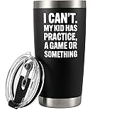 I Can’t My Kid Has Practice A Game or Something Sports Mom Dad Gifts from Son Daughter Gamer Vacuum Insulated Tumbler Travel Mug with Lid and Straw 20 oz Black