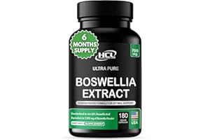 HCL HERBAL CODE LABS Boswellia Serrata Extract Capsules 65% Boswellic Acid 700mg Equal to 7000mg Resin Powder, Extra Strength & Superior Absorption, 6 Month Supply 180 Vegan Capsules Non-GMO