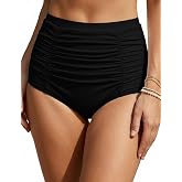 Vivola Women's High Waisted Bikini Bathing Suit Bottoms Swimsuits Tie Side Tummy Control Full Coverage Swimwear Ruched