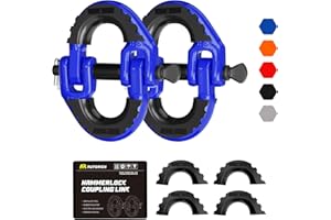 AUTORICH Safety Chain Connector Link, 1/2IN Tow Hitch Hammerlock Coupling Link, 2 Pack G80 Alloy Steel Tow Chain Connector, Quick Install & Remove, 12000 lbs Load Limit, Blue