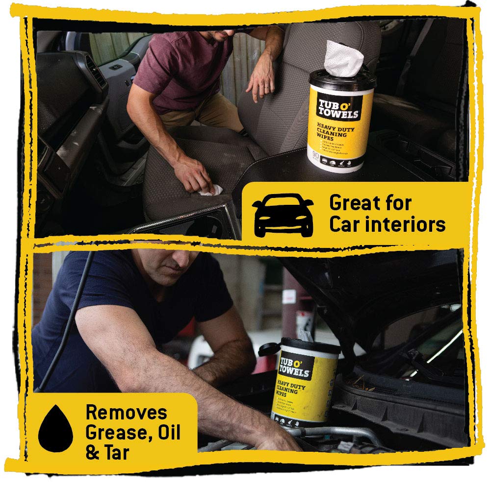 Tub O Towels TW90 Heavy-Duty 10" x 12" Size Multi-Surface Cleaning Wipes, 90 Count Per Canister: Industrial & Scientific