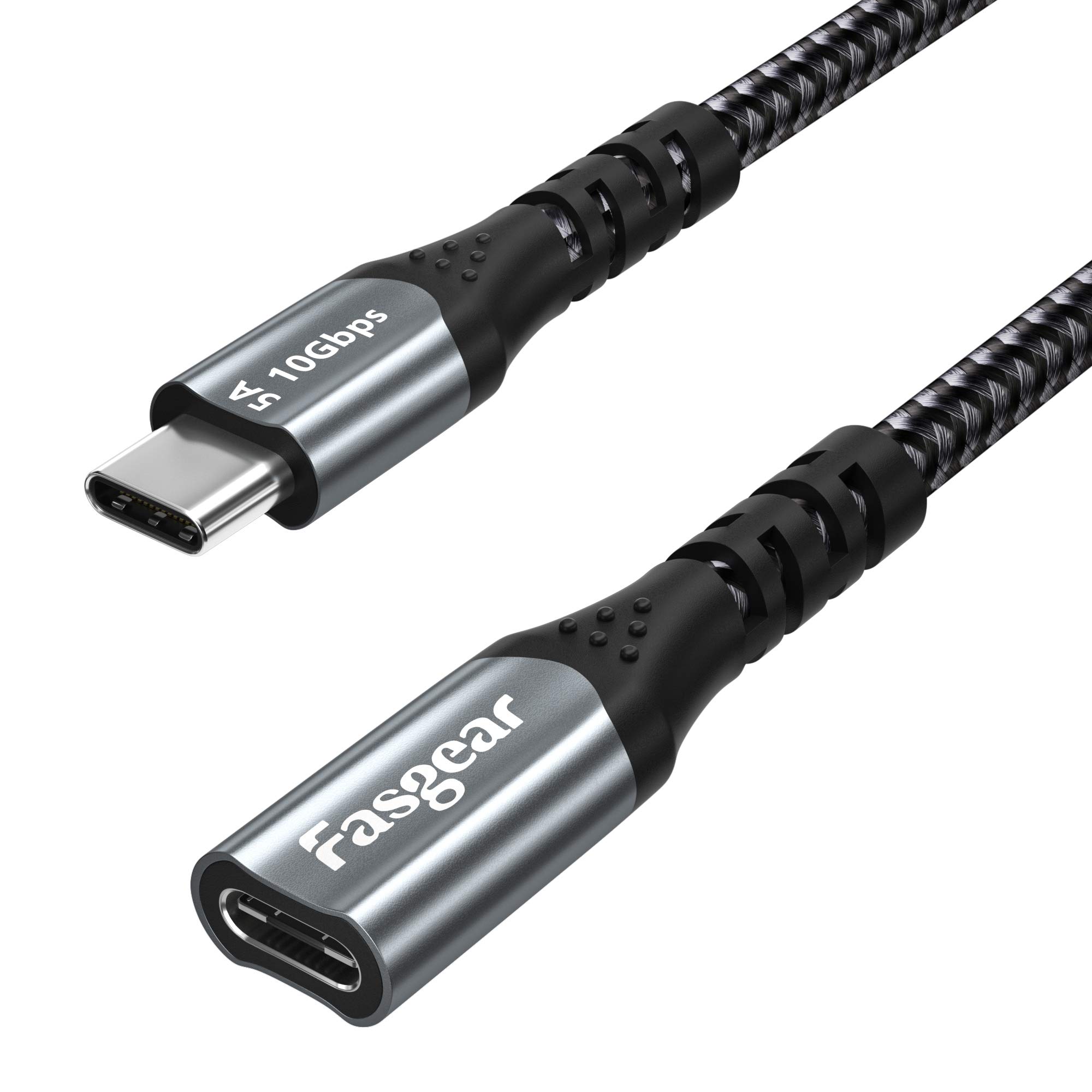 Fasgear USB C Extension Cable 10Gbps USB 3.1 Gen 2 Type C Male to Female Cord Support 4K Video Output Compatible for Thunderbolt 3 port,Mac-Book Pro,Dell XPS,Switch,USB-C Hub(1.6ft, Black)