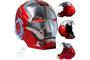 POLYACER Iron-man Helmet Electronic MarK 5 Helmet Voice Control/Sensing Open/Close Suitcase Armor Helmet With Sounds & LED Eyes Light Up Wearable Super Hero Movie 1:1 model Prop For Christmas Halloween.