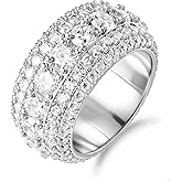 Edulex Bling Halo Stacking Ring for Men Women - 18k Gold Plated Stackable Cubic Zirconia Band - Created Diamond Iced Out Hip Hop Jewelry Gifts