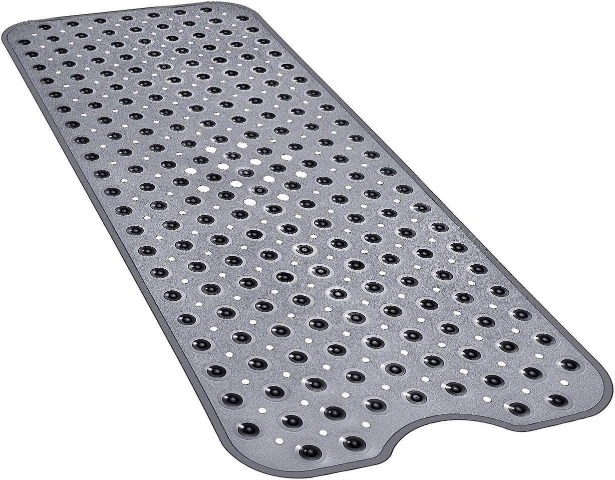 YINENN Bath Tub Shower Mat 40 x 16 Inch Non-Slip and Extra Large, Bathtub Mat with Suction Cups, Machine Washable Bathroom Mats with Drain Holes, Clear Light Black: Health & Personal Care