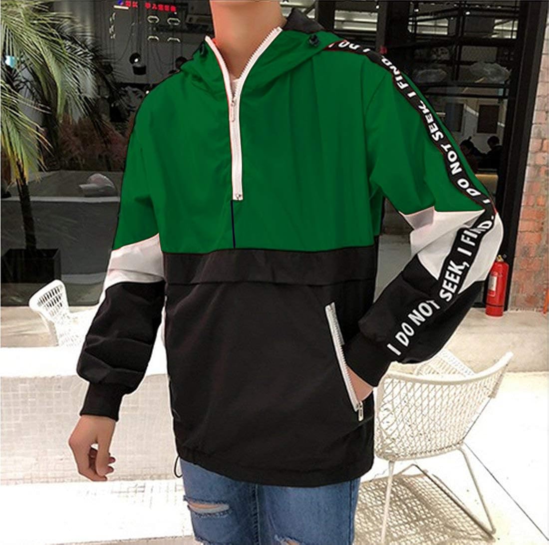 ONTTNO Mens Pullover Hooded Waterproof Lightweight Windbreaker Jackets: Clothing