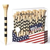 SAPLIZE Bamboo Golf Tees Pack of 100 or 150, Four Size Options (3-1/4", 2-3/4", 2-1/8", 1-1/2"), Stable and Reliable Golf Tees, Available in Natural Color