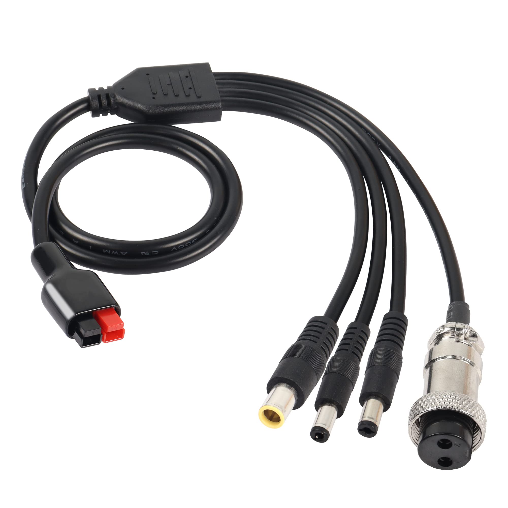 GINTOOYUN Solar Panel Connector to DC GX16 2Pin Aviation Socket Plugs Extension Cable 1 to 4 45A Solar Connector to DC7909 DC5521 DC5525 GX16-2P Aviation Socket Plugs Cable 65cm 2Ft